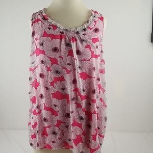 Pink Flowered sleeveless tunic top Elle L